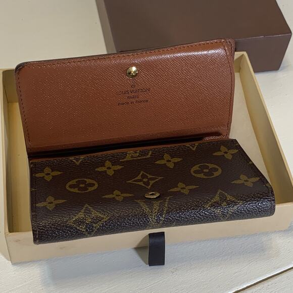 Vintage 90s Louis Vuitton Monogram Porte Monnaie Billets Tresor Wallet w/ Box - Picture 3 of 16